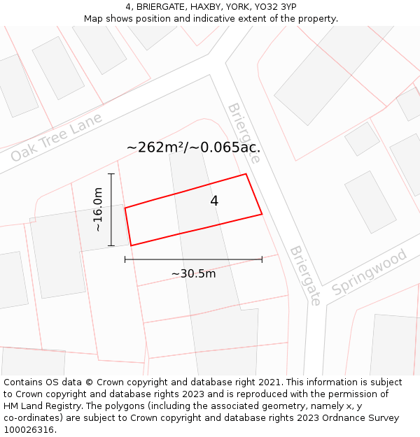 4, BRIERGATE, HAXBY, YORK, YO32 3YP: Plot and title map