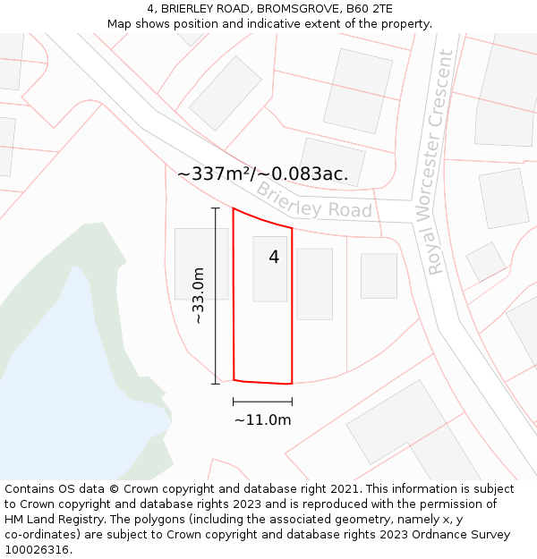 4, BRIERLEY ROAD, BROMSGROVE, B60 2TE: Plot and title map