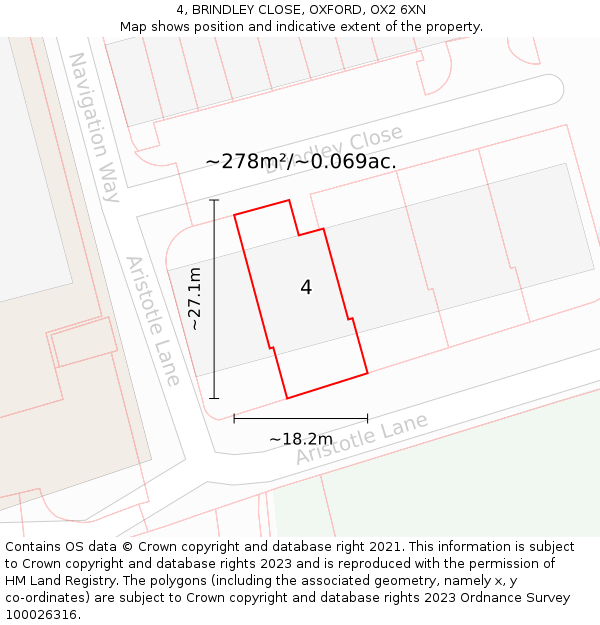 4, BRINDLEY CLOSE, OXFORD, OX2 6XN: Plot and title map