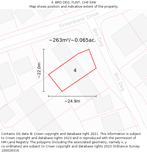 4, BRO DEG, FLINT, CH6 5XW: Plot and title map