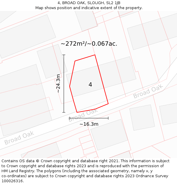 4, BROAD OAK, SLOUGH, SL2 1JB: Plot and title map