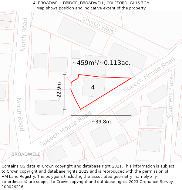 4, BROADWELL BRIDGE, BROADWELL, COLEFORD, GL16 7GA: Plot and title map