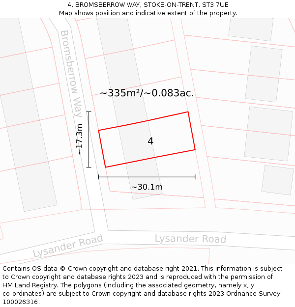 4, BROMSBERROW WAY, STOKE-ON-TRENT, ST3 7UE: Plot and title map