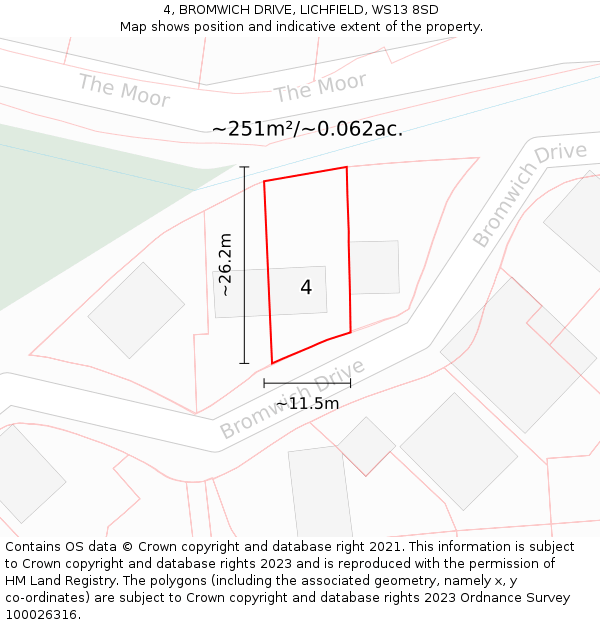 4, BROMWICH DRIVE, LICHFIELD, WS13 8SD: Plot and title map