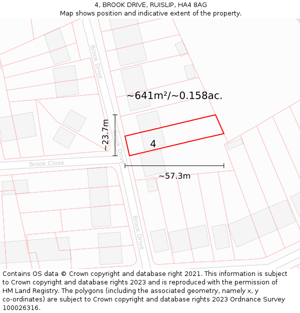 4, BROOK DRIVE, RUISLIP, HA4 8AG: Plot and title map