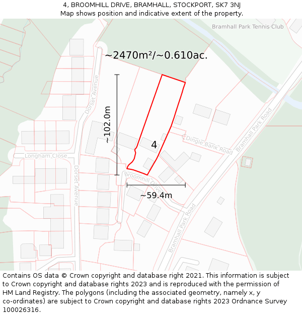 4, BROOMHILL DRIVE, BRAMHALL, STOCKPORT, SK7 3NJ: Plot and title map