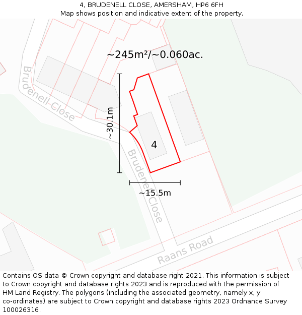 4, BRUDENELL CLOSE, AMERSHAM, HP6 6FH: Plot and title map