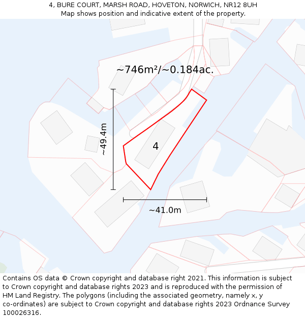 4, BURE COURT, MARSH ROAD, HOVETON, NORWICH, NR12 8UH: Plot and title map