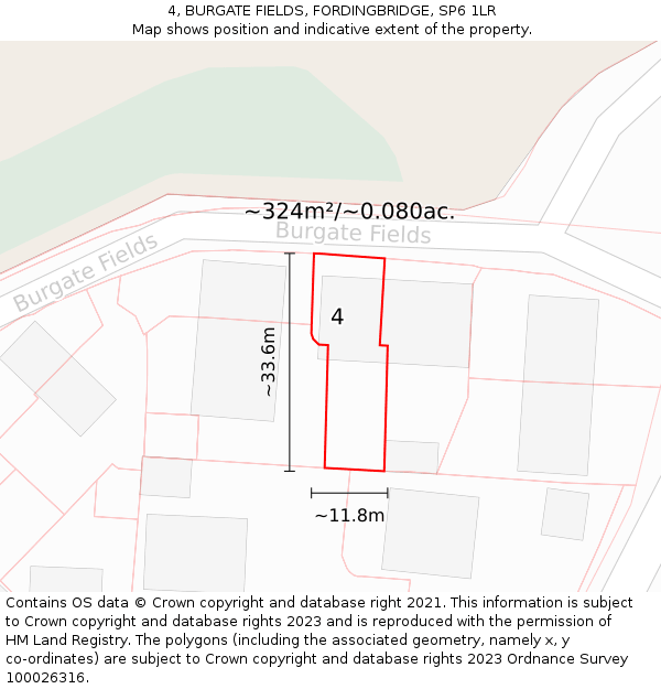 4, BURGATE FIELDS, FORDINGBRIDGE, SP6 1LR: Plot and title map