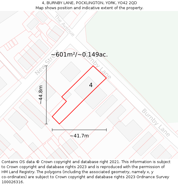 4, BURNBY LANE, POCKLINGTON, YORK, YO42 2QD: Plot and title map