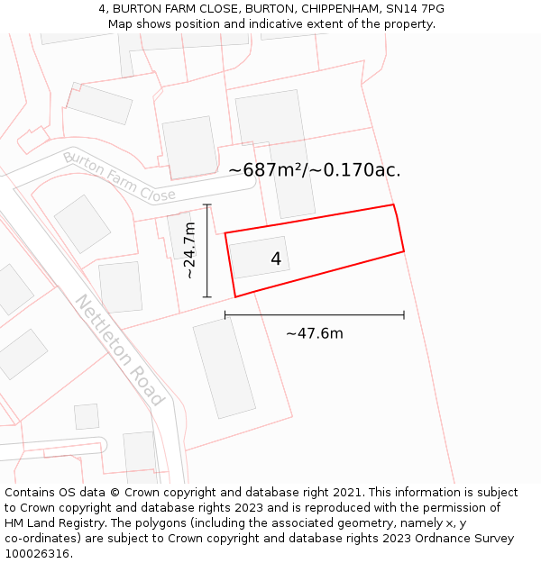 4, BURTON FARM CLOSE, BURTON, CHIPPENHAM, SN14 7PG: Plot and title map