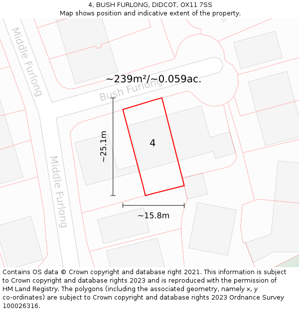 4, BUSH FURLONG, DIDCOT, OX11 7SS: Plot and title map