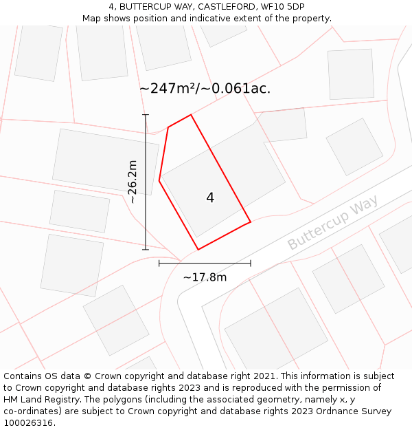 4, BUTTERCUP WAY, CASTLEFORD, WF10 5DP: Plot and title map