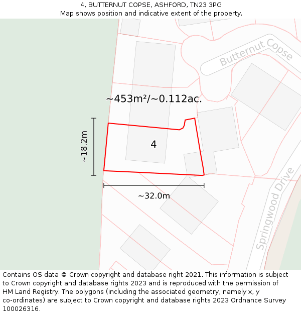 4, BUTTERNUT COPSE, ASHFORD, TN23 3PG: Plot and title map