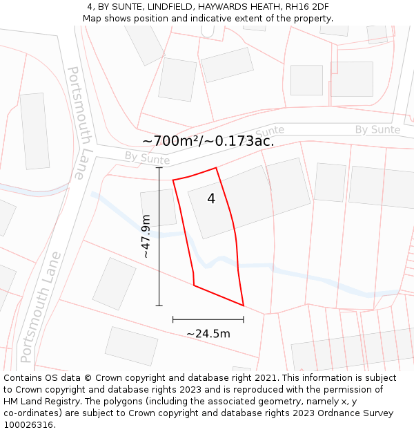 4, BY SUNTE, LINDFIELD, HAYWARDS HEATH, RH16 2DF: Plot and title map
