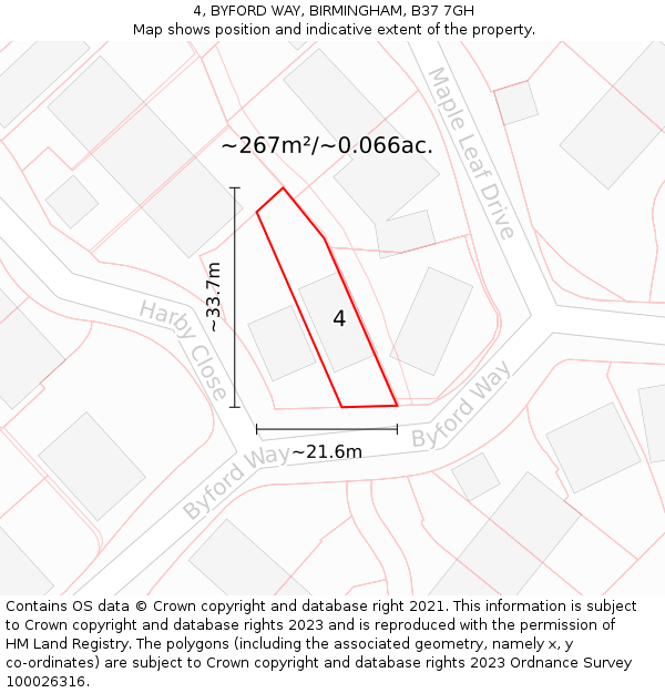 4, BYFORD WAY, BIRMINGHAM, B37 7GH: Plot and title map