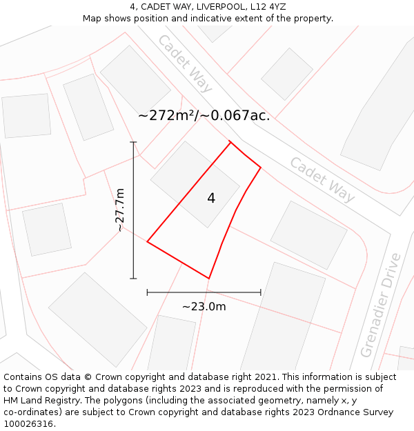 4, CADET WAY, LIVERPOOL, L12 4YZ: Plot and title map