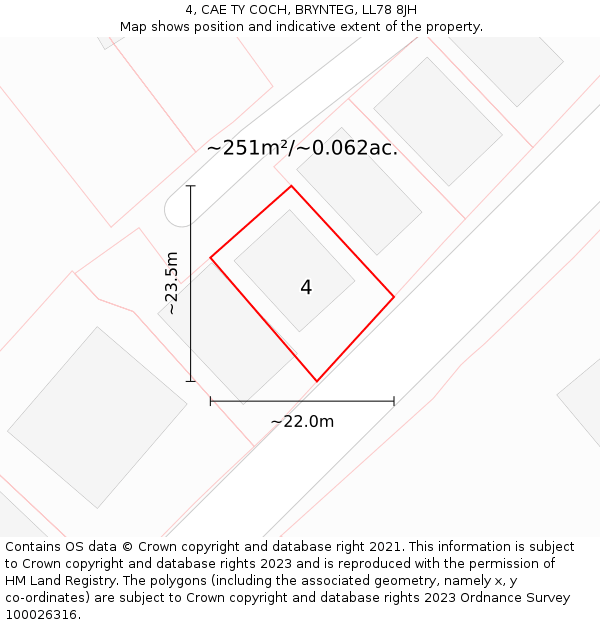 4, CAE TY COCH, BRYNTEG, LL78 8JH: Plot and title map