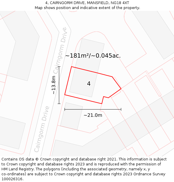 4, CAIRNGORM DRIVE, MANSFIELD, NG18 4XT: Plot and title map