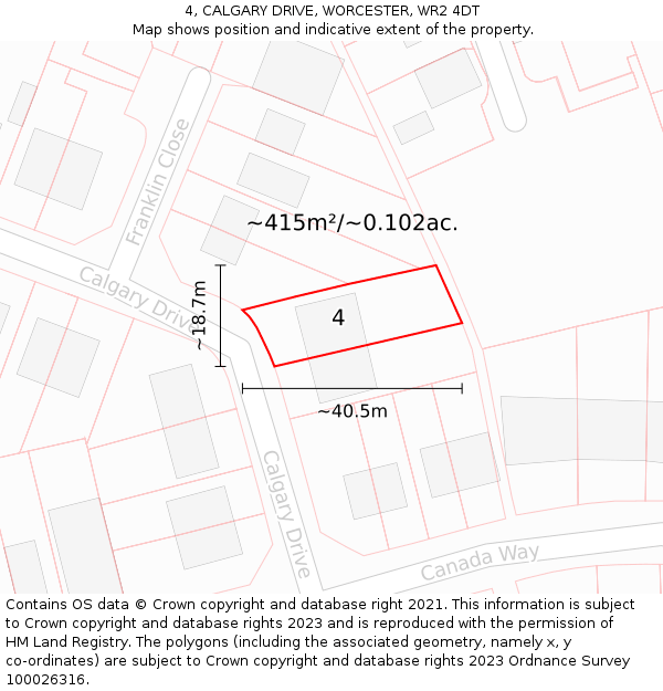 4, CALGARY DRIVE, WORCESTER, WR2 4DT: Plot and title map