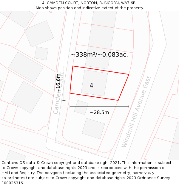 4, CAMDEN COURT, NORTON, RUNCORN, WA7 6RL: Plot and title map