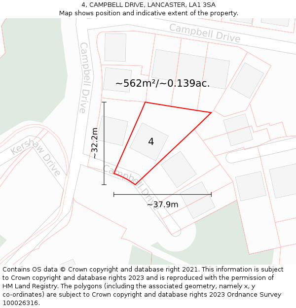 4, CAMPBELL DRIVE, LANCASTER, LA1 3SA: Plot and title map