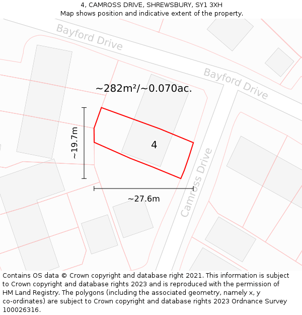 4, CAMROSS DRIVE, SHREWSBURY, SY1 3XH: Plot and title map