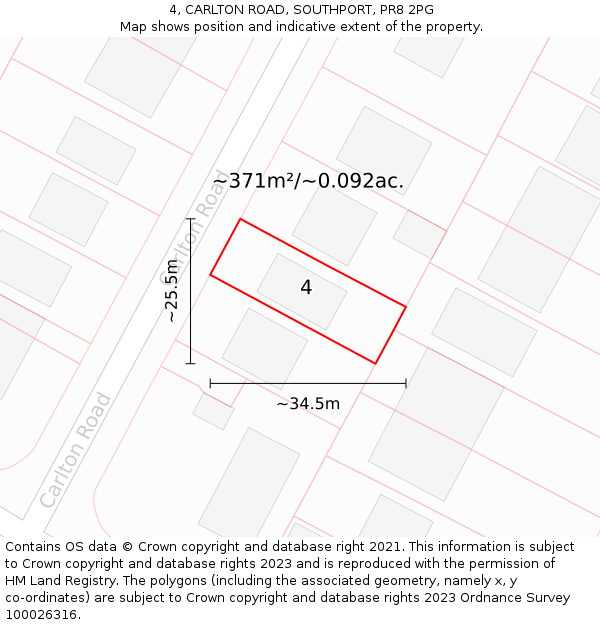 4, CARLTON ROAD, SOUTHPORT, PR8 2PG: Plot and title map