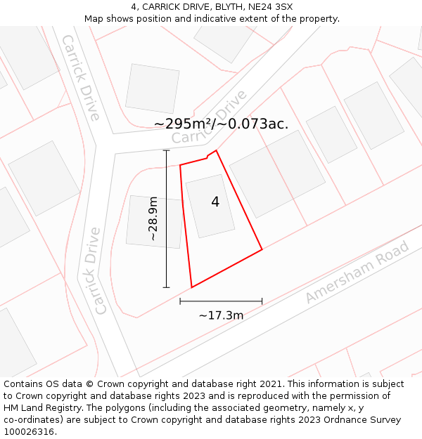 4, CARRICK DRIVE, BLYTH, NE24 3SX: Plot and title map