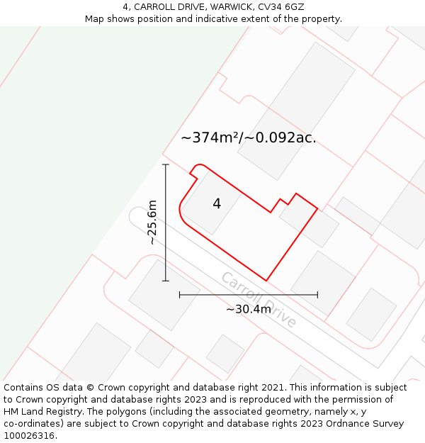 4, CARROLL DRIVE, WARWICK, CV34 6GZ: Plot and title map