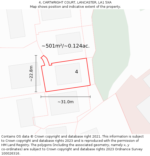 4, CARTWRIGHT COURT, LANCASTER, LA1 5XA: Plot and title map