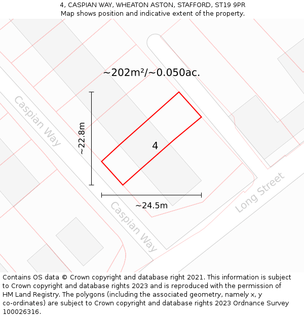 4, CASPIAN WAY, WHEATON ASTON, STAFFORD, ST19 9PR: Plot and title map