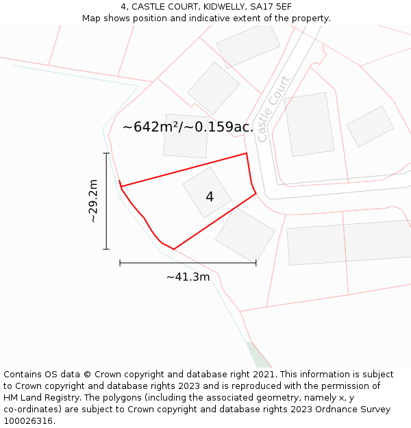 4, CASTLE COURT, KIDWELLY, SA17 5EF: Plot and title map