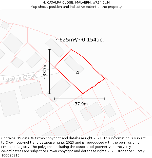 4, CATALPA CLOSE, MALVERN, WR14 1UH: Plot and title map