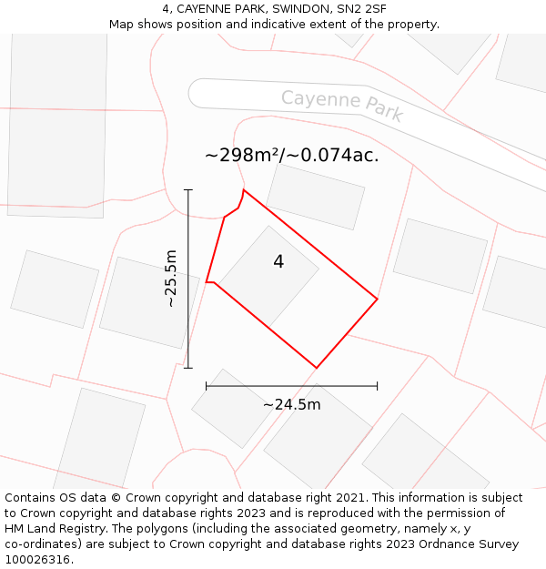 4, CAYENNE PARK, SWINDON, SN2 2SF: Plot and title map