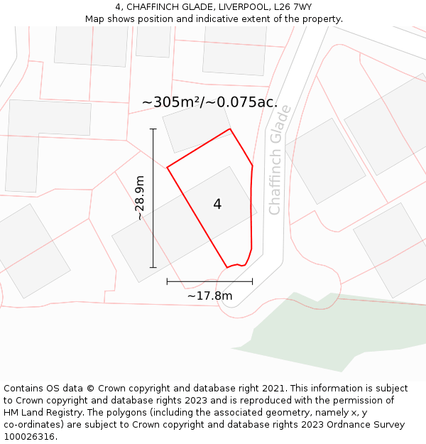 4, CHAFFINCH GLADE, LIVERPOOL, L26 7WY: Plot and title map