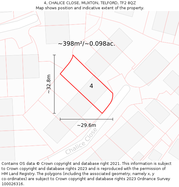 4, CHALICE CLOSE, MUXTON, TELFORD, TF2 8QZ: Plot and title map