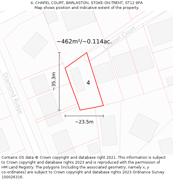 4, CHAPEL COURT, BARLASTON, STOKE-ON-TRENT, ST12 9PA: Plot and title map