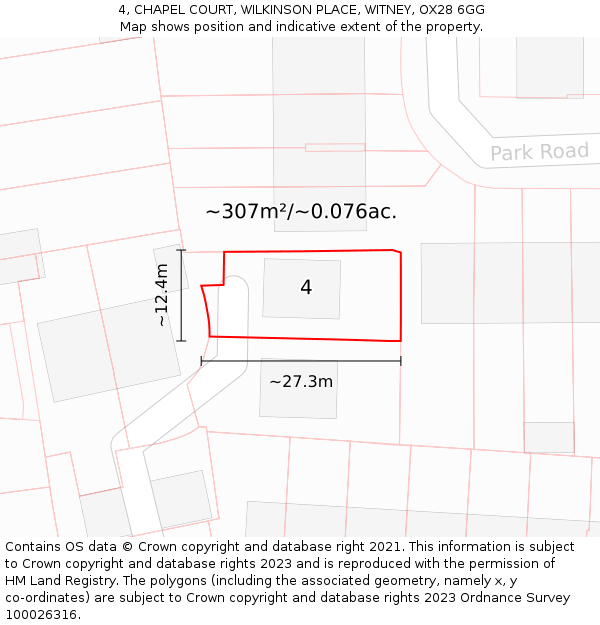 4, CHAPEL COURT, WILKINSON PLACE, WITNEY, OX28 6GG: Plot and title map