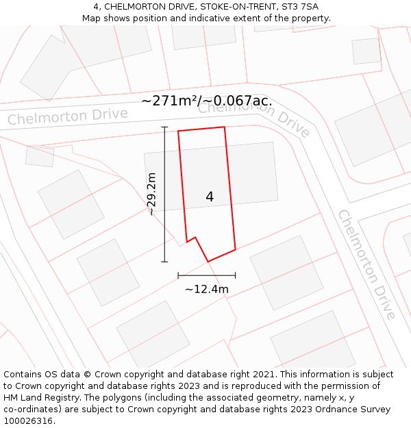 4, CHELMORTON DRIVE, STOKE-ON-TRENT, ST3 7SA: Plot and title map