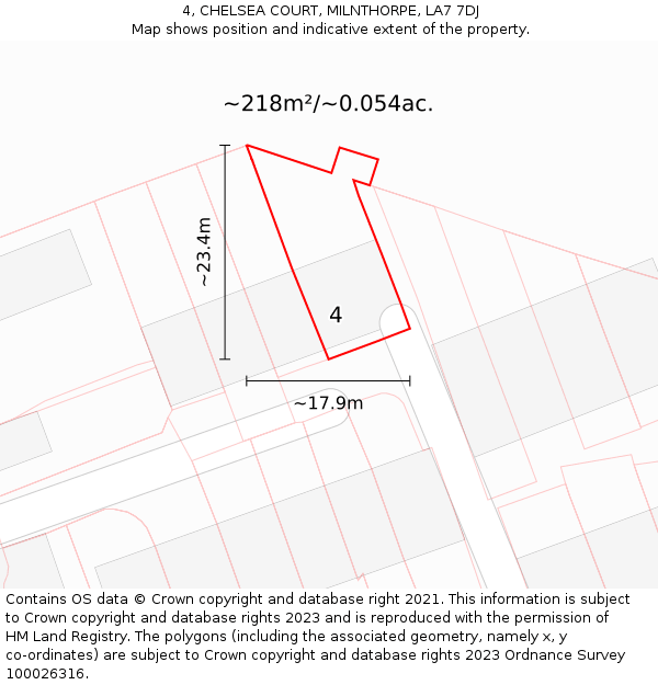 4, CHELSEA COURT, MILNTHORPE, LA7 7DJ: Plot and title map