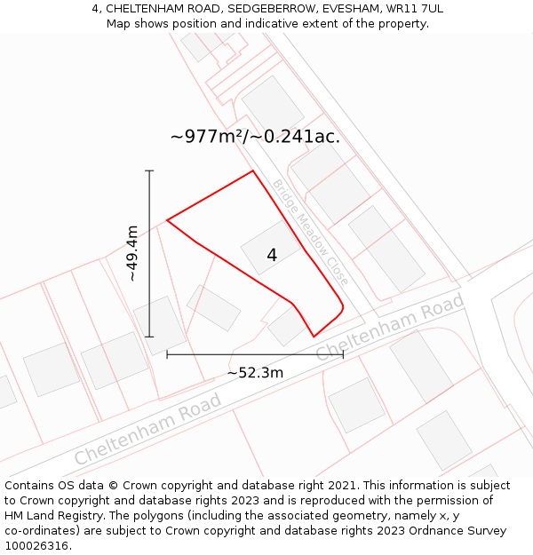 4, CHELTENHAM ROAD, SEDGEBERROW, EVESHAM, WR11 7UL: Plot and title map