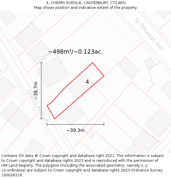 4, CHERRY AVENUE, CANTERBURY, CT2 8EN: Plot and title map