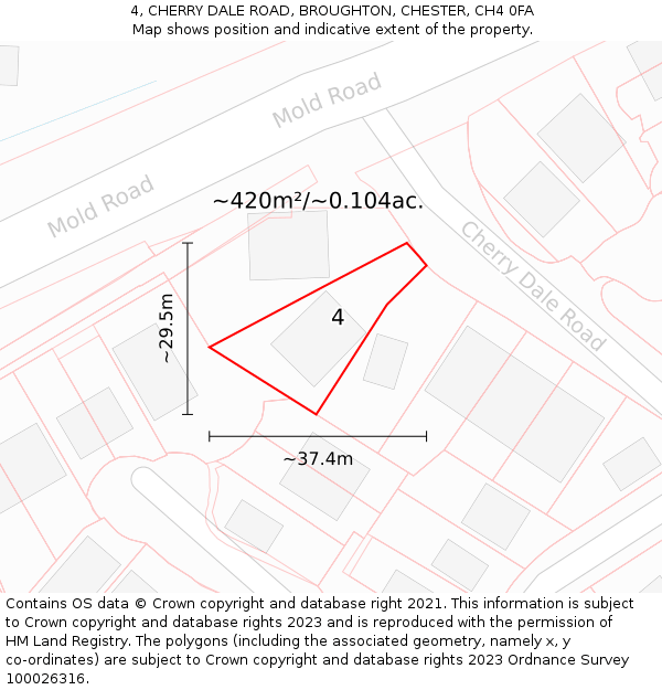 4, CHERRY DALE ROAD, BROUGHTON, CHESTER, CH4 0FA: Plot and title map