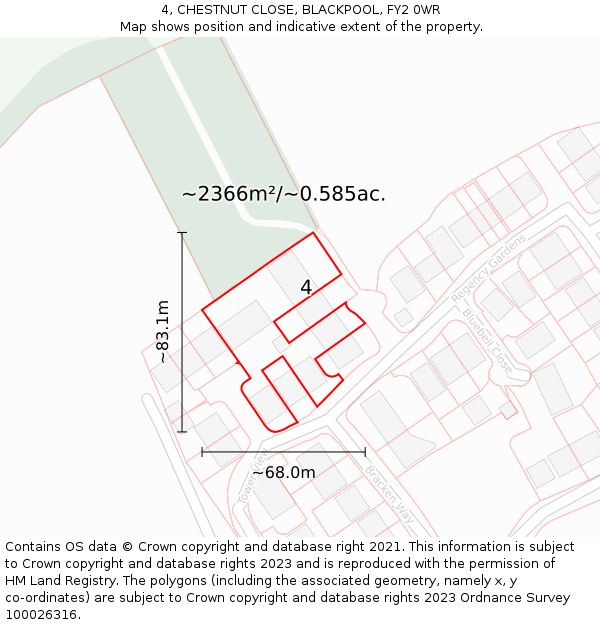 4, CHESTNUT CLOSE, BLACKPOOL, FY2 0WR: Plot and title map