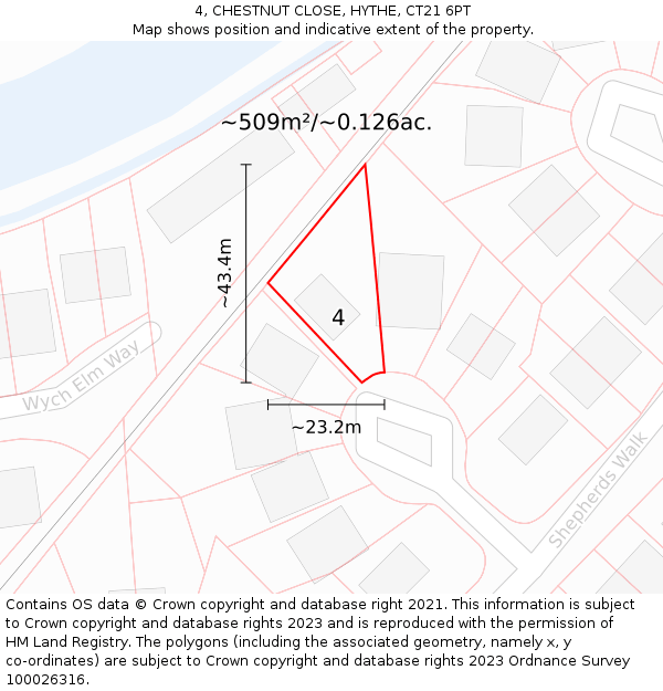 4, CHESTNUT CLOSE, HYTHE, CT21 6PT: Plot and title map