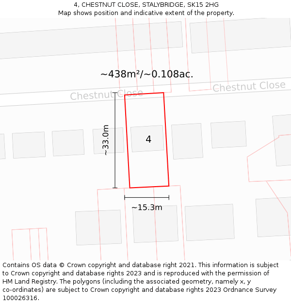 4, CHESTNUT CLOSE, STALYBRIDGE, SK15 2HG: Plot and title map