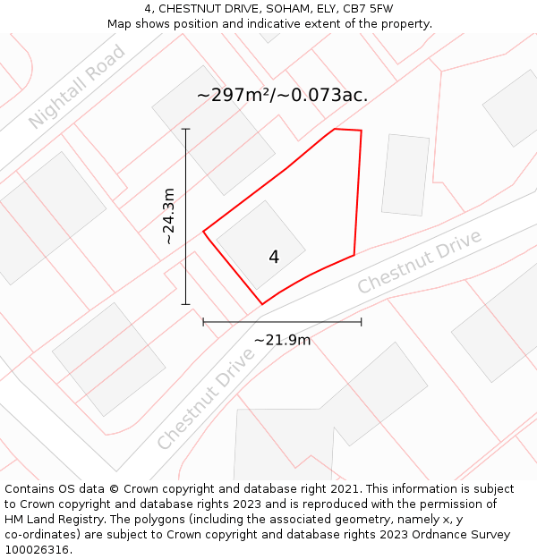 4, CHESTNUT DRIVE, SOHAM, ELY, CB7 5FW: Plot and title map