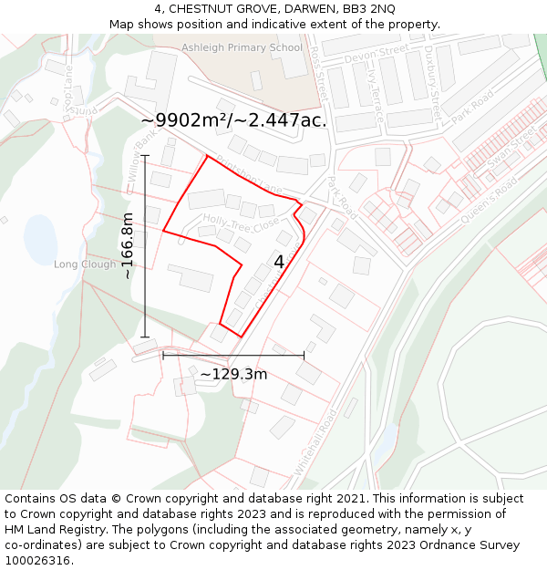 4, CHESTNUT GROVE, DARWEN, BB3 2NQ: Plot and title map