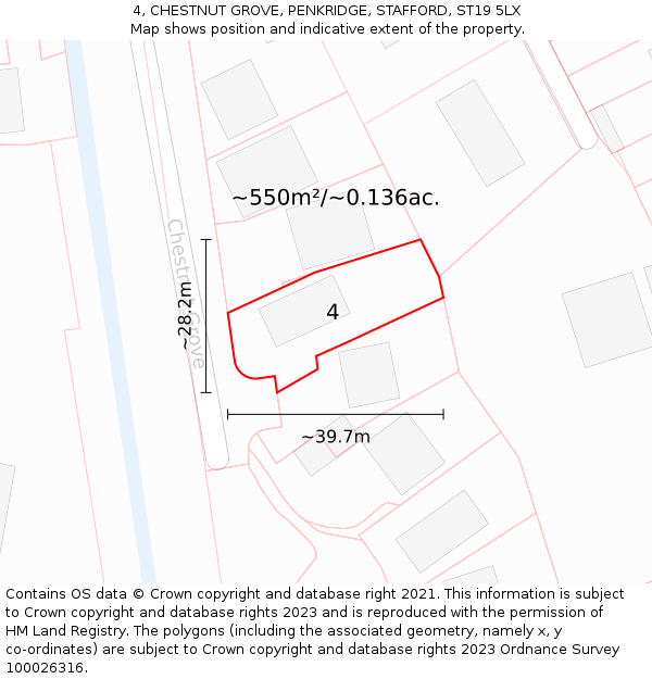 4, CHESTNUT GROVE, PENKRIDGE, STAFFORD, ST19 5LX: Plot and title map